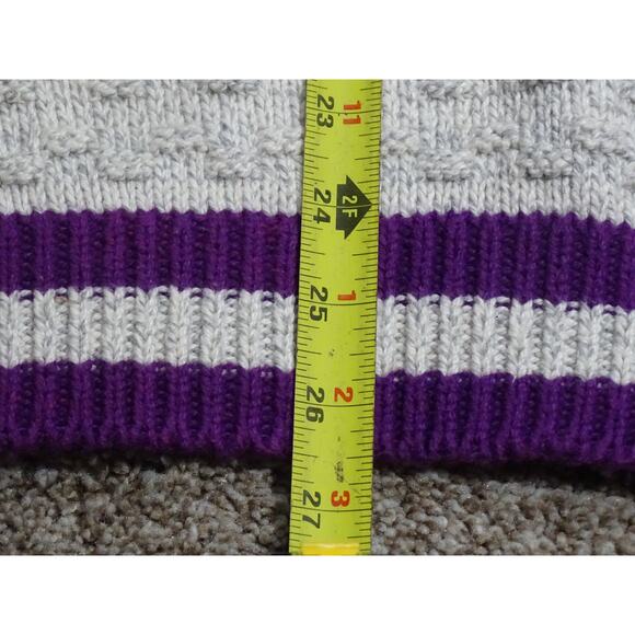 Vtg United States Sweaters 100% Cotton Knit Pullover Size Large Purple Ringer - Picture 6 of 10